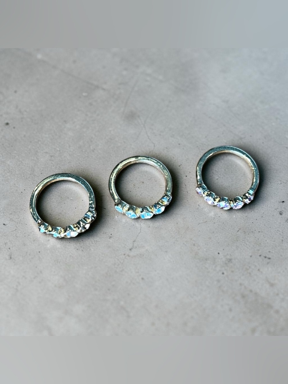 Pastel Crystal Stackable Ring Set Size 9 - Picture 4 of 5